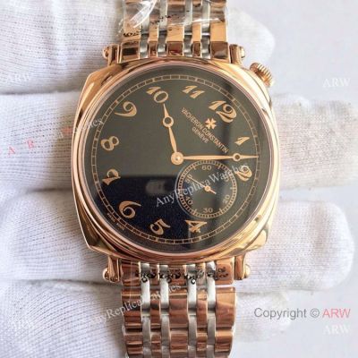 Swiss Replica Vacheron Constantin Geneve Driver's Watch 2-Tone Rose Gold Black Dial